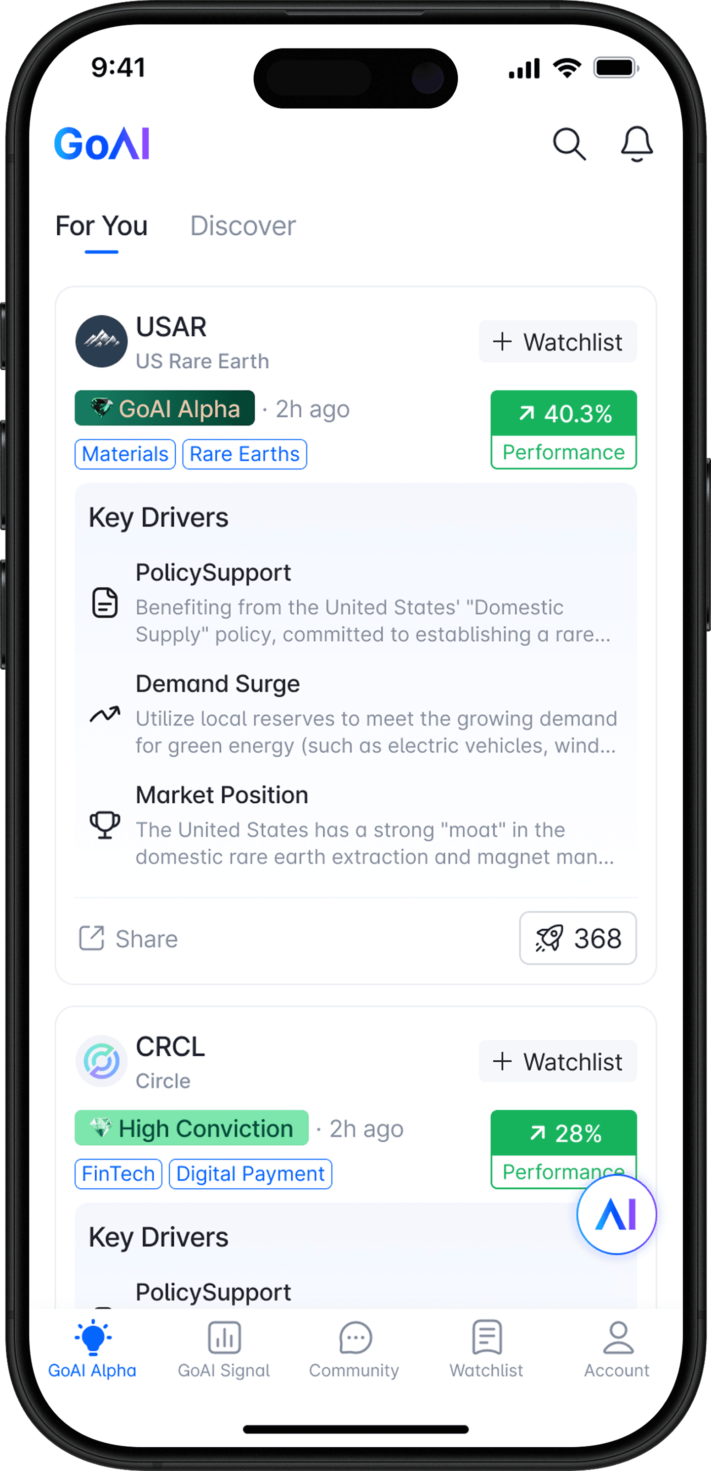 GoAI mobile app preview